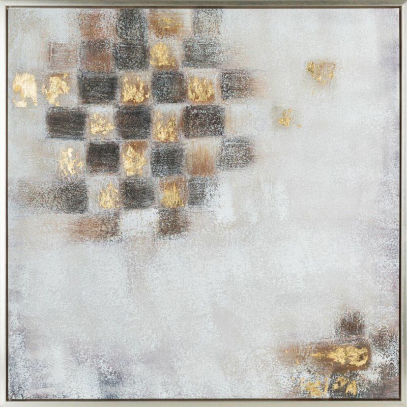 Obraz 644 Eurofirany 80x80 cm abstrakcja z szachownicą, ręcznie malowany na płótnie 1 szt.