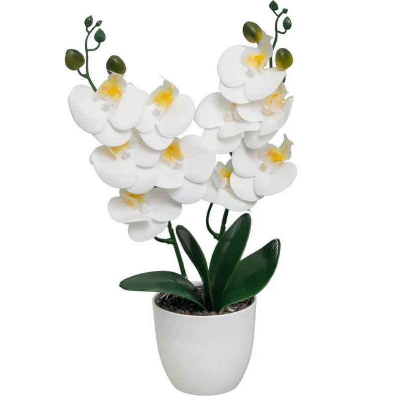 Sztuczna orchidea ORCHID HowHomely podwójna biała 39 cm 1 szt.