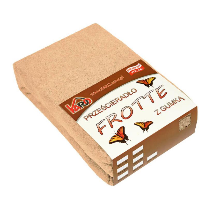 Prześcieradło frotte z gumką KARO 80x160 beż ciemny 1 szt.
