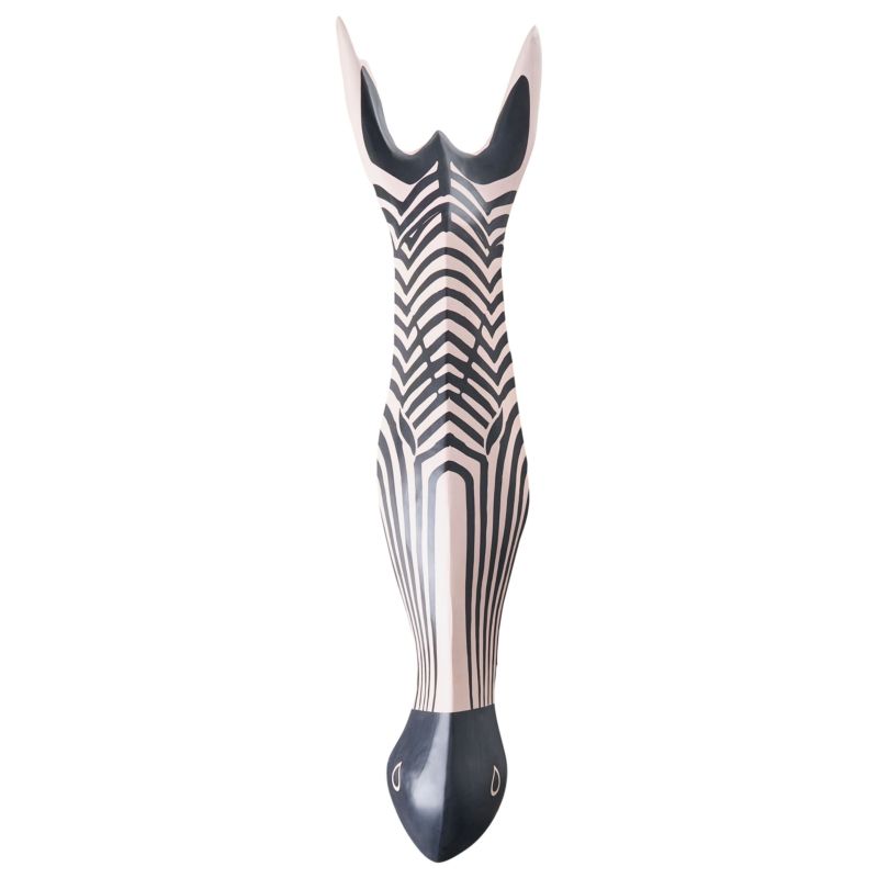 Dekoracja ścienna Zebra Gboko Drewno mango 80 cm Czarny/ biały 1 szt.