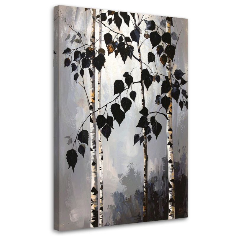 Obraz do salonu sypialni kuchni biura Feeby Las brzozowy natura czarne 30x45cm 1szt
