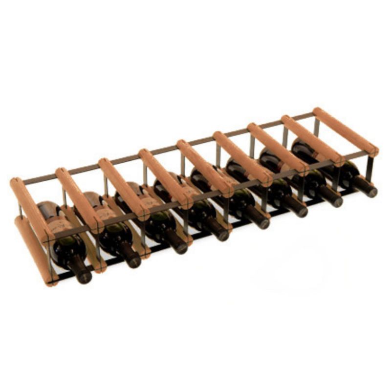 Stojak na wino MODO24 na butelki PET szafka wąski eko na 8 butelek czarny metal drewno brązowe 1 szt.