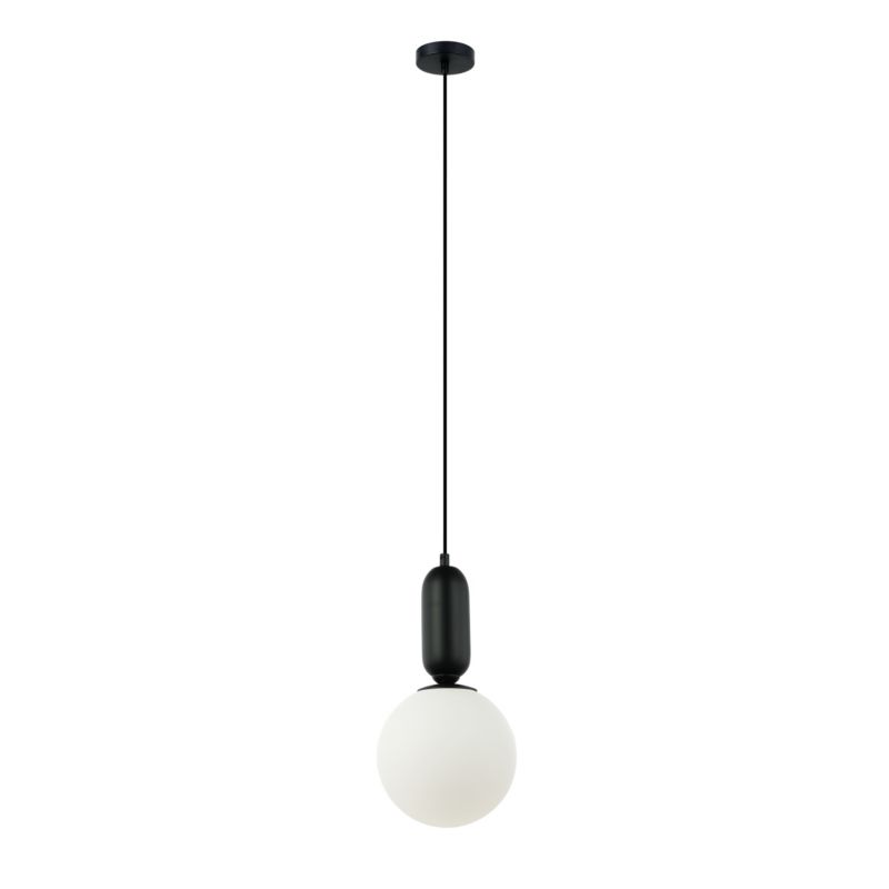 Lampa wisząca biała kula Italux Aldeva czarna 1xE27x40W IP20 wym:120x20x20cm - 1 szt.