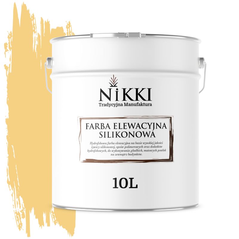 Farba Elewacyjna Zewnętrzna Silikonowa Odporna na Zielenienie NIKKI Żółty F645 10L