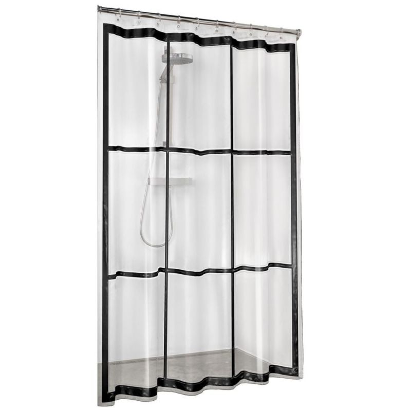 Zasłona prysznicowa Sealskin Brix 180x200 cm czarny wzór, industrialny styl, SOHO insp. 1 szt.
