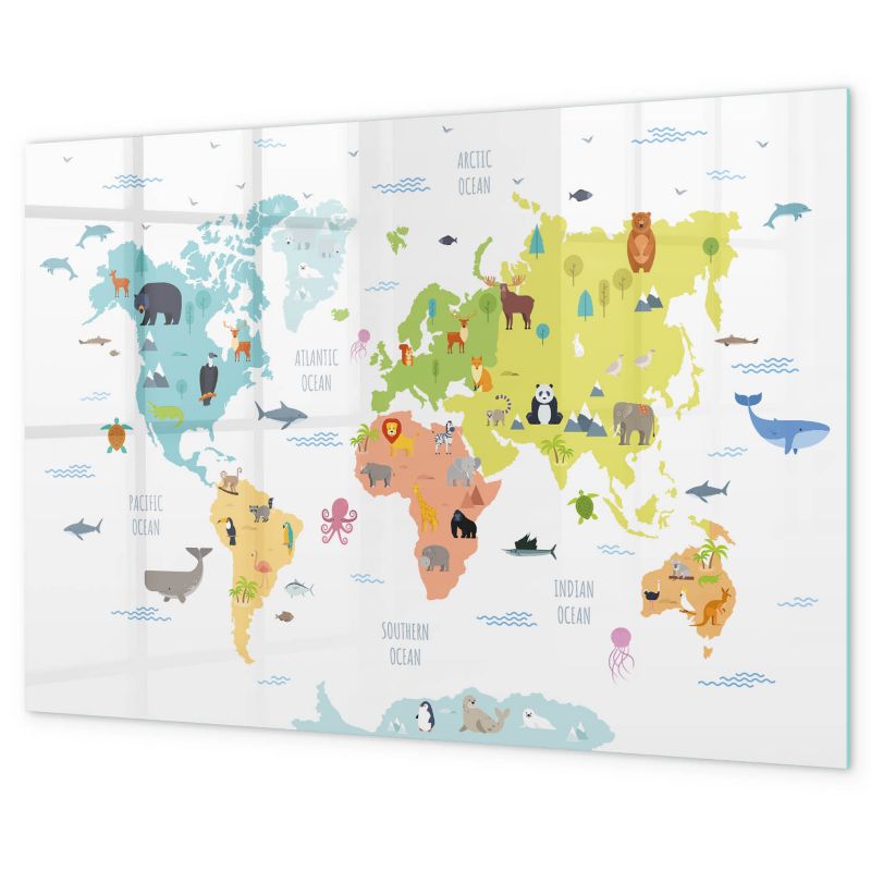 Tablica Do Rysowania Magnetyczna Tulup 100x70 cm Przyrodnicza mapa świata Menu do kawiarni Czarny marker 1 kpl
