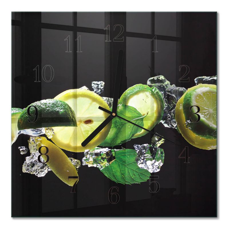 Zegar Ścienny Nowoczesny Tulup 30x30 cm z Czarnymi Wskazówkami Cytryna i Limonka 1 szt.