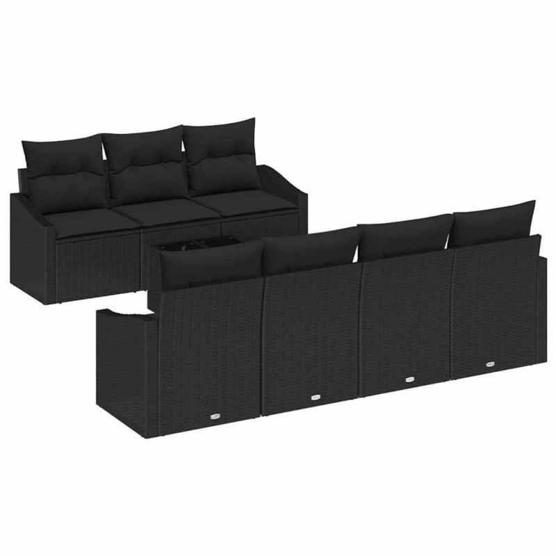 Zestaw mebli ogrodowych WaszeMeble 8-cz. z technorattanu czarny z poduszkami WM-3346633 1 kpl