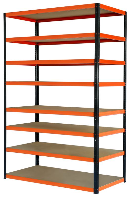 Regał metalowy MODO24 magazynowy czarno-pomarańczowy helios 270x150x50cm 8 półek po 175 kg 1 szt.