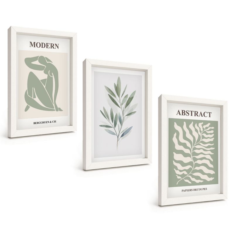 Komplet 3 Obrazów w Białej Ramie ArtPrintCave 20x30 cm Grafika Ścienna Wzornictwo Matisse akwarele boho 1 kpl.