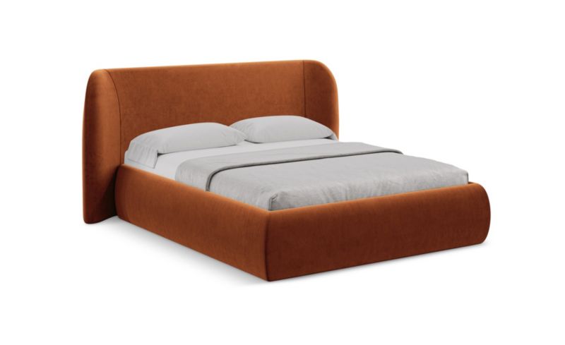 Łóżko LaMiaSofa Hauke z weluru 160x200 terakota 1 szt.