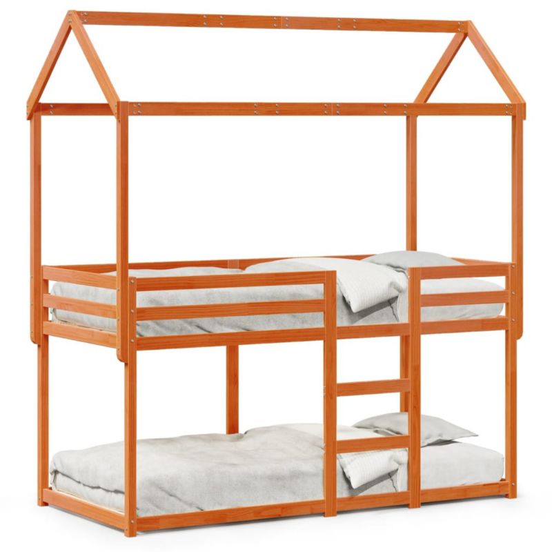 Łóżko z piętrem i daszkiem woskowy brąz WaszeMeble 80x200 WM-3282123 1 szt.