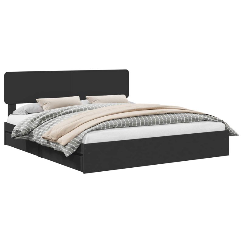 Łóżko WaszeMeble z Szufladami 200x200 cm Czarne WM-3412242 1 szt.