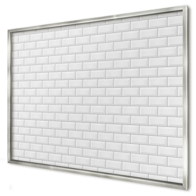 Tablica magnetyczna do salonu Wallfluent 100x70 Białe cegły w srebrnej ramie 1szt