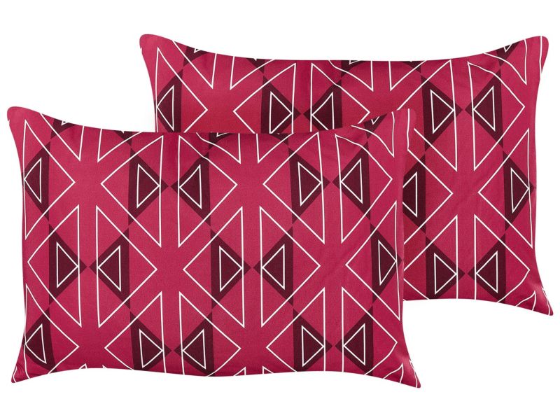 Zestaw 2 poduszek ogrodowych Mezzano Wzór geometryczny 40 x 60 cm Fuksja 1 par.