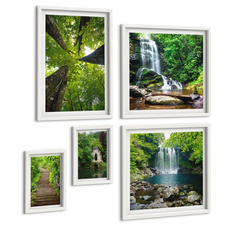 Pięcioczęściowy Zestaw Obrazów ArtPrintCave (2x50x50+2x20x30+40x60cm) Biała rama Zabytki Europy ciepłe kolory 1 kpl.