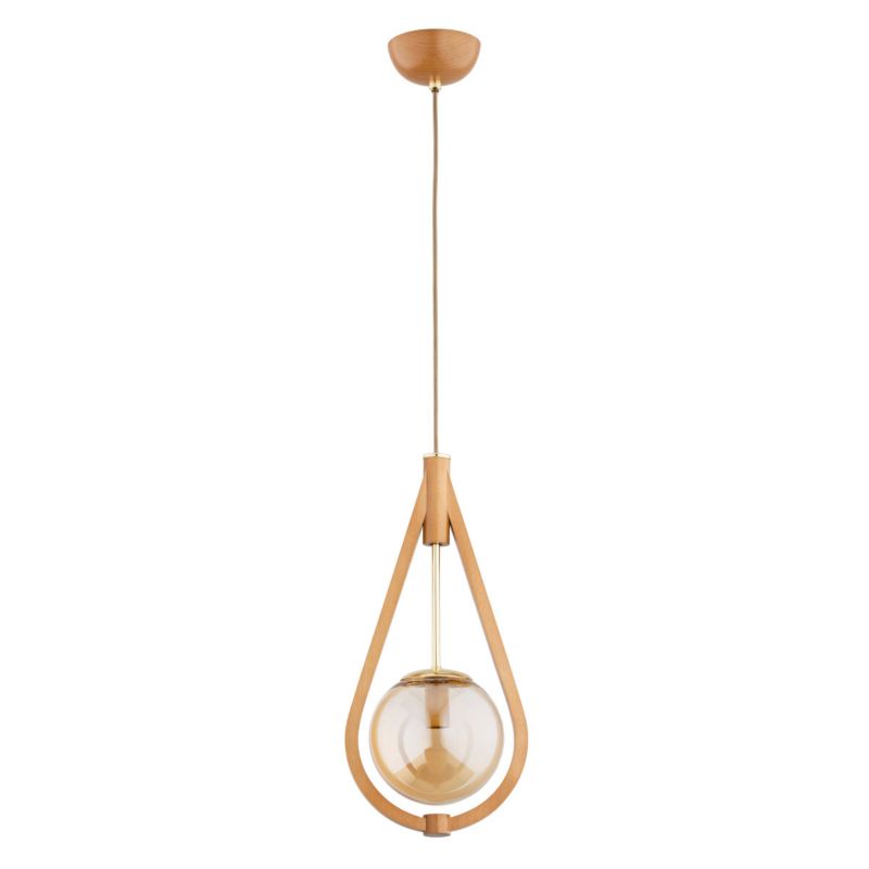 Lampa wisząca Alfa GOTA jasne drewno-bursztynowy-złota 1xE14x10W wym:100x15x21cm IP20 -1 szt.