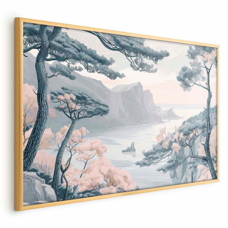 Plakat Artgeist Błękitne wybrzeże 60x40 cm z ramą złotą 1 szt