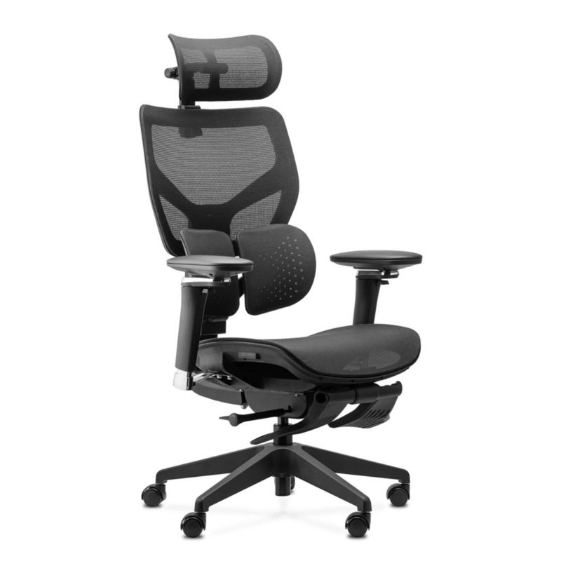 Fotel Elzap ergonomiczny Ergoshape czarny siatka podnóżek 1szt