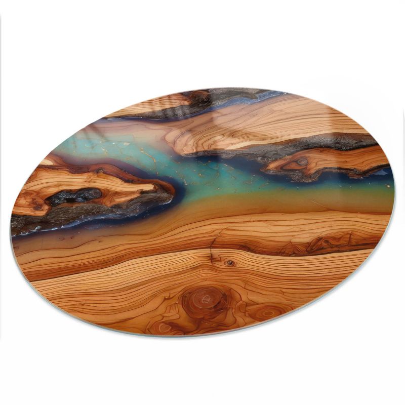 Szklany Blat ArtPrintCave fi60 cm Drewniane fale 2 - Blat na Stół z Nadrukiem Dekoracyjnym 1 szt.