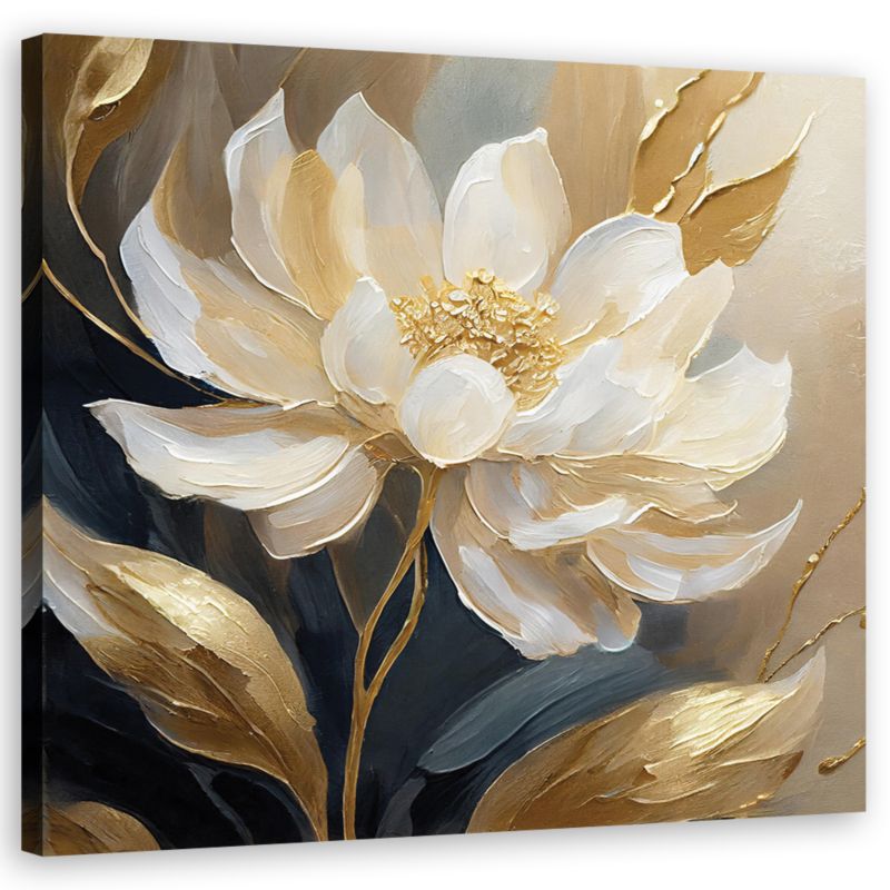 Obraz do salonu sypialni Feeby Kwiaty Glamour Beżowy 60x60cm 1szt