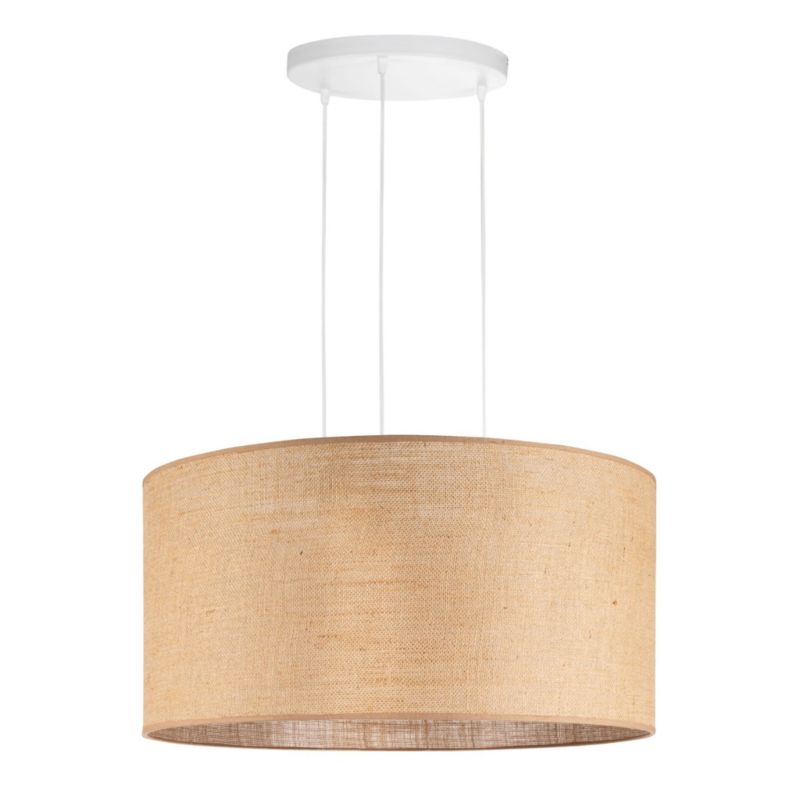 Lampa wisząca biała Tornado abażur JUTA XL 60cm beżowy 3xE27 1 szt.