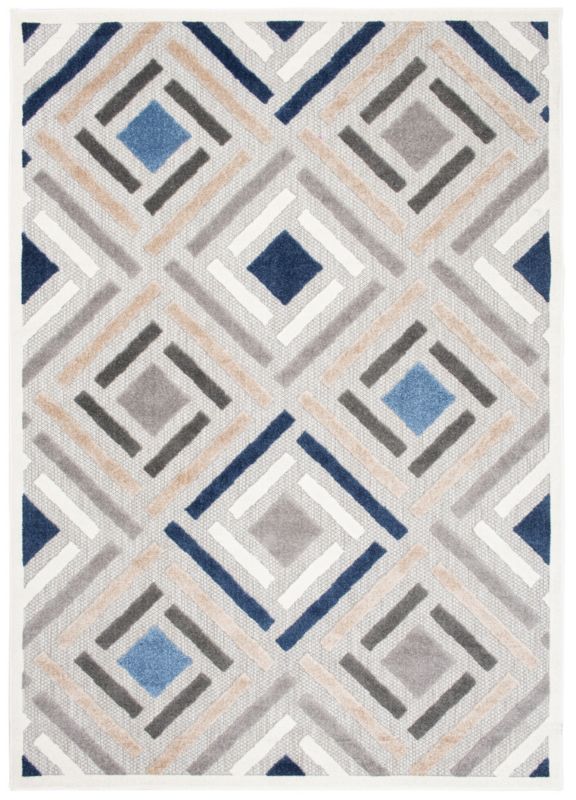 Dywan Zewnętrzny / Wewnętrzny Płaskotkany Aventura ED37B prostokąt Mazovia 80x 150 cm beżowy, kremowy motyw geometryczny 1 szt.