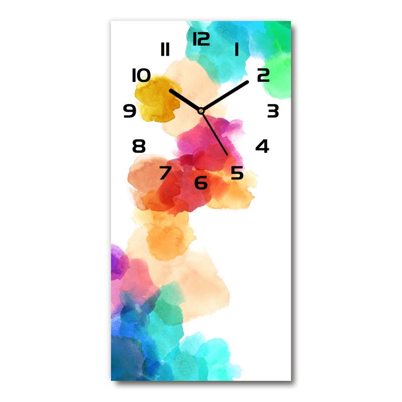 Zegar szklany Tulup Kolorowe plamy czarne wskazówki 30x60 cm cichy 1 szt.