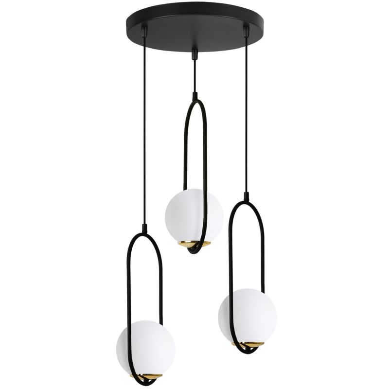 Lampa sufitowa wisząca okrągła Light Home LH Luna 3x E14 biały/czarny/złoty 1szt.