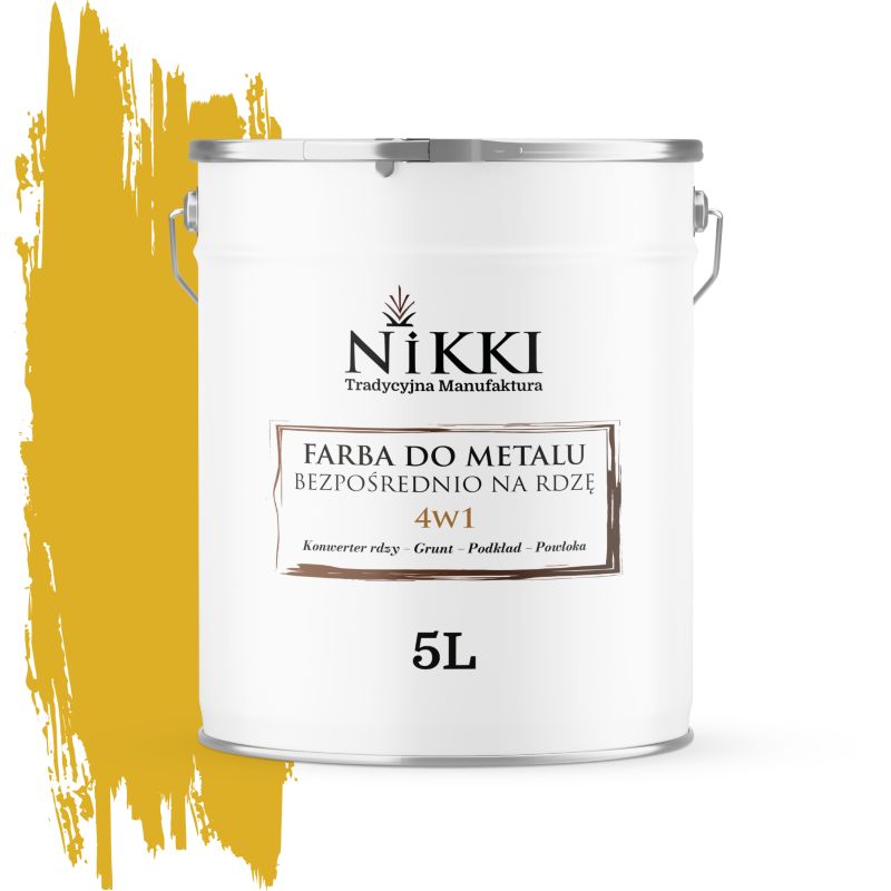 Farba do Metalu Antykorozyjna 4w1 NIKKI Żółty cytrynowy RAL1012 Wysoki Połysk 5L