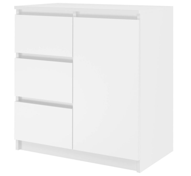 Komoda Topeshop 1D3S Szafka 1 Drzwi 3 Szuflady Biała 40x80x75 cm 1 szt.