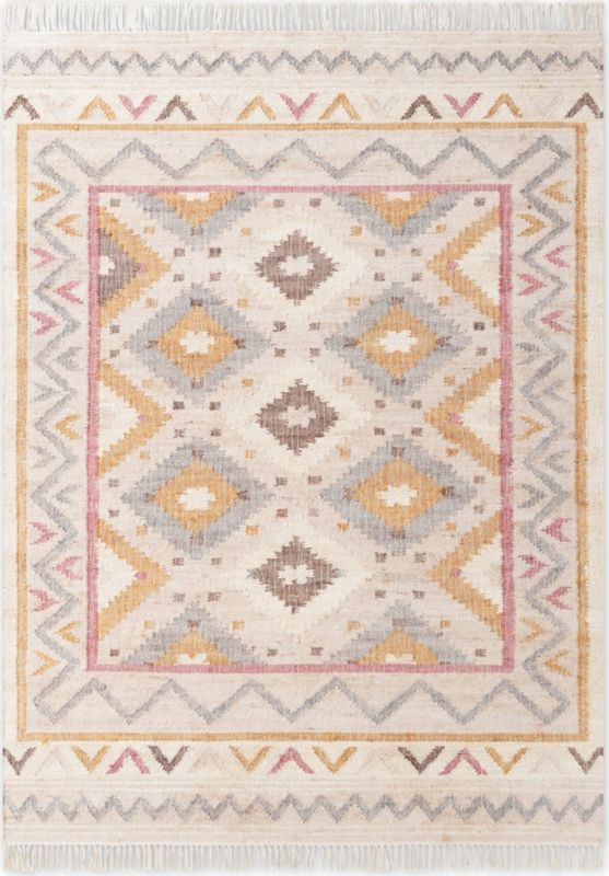 Dywan Elle Decoration 120x170, orientalny wzór z frędzlami, tkany ręcznie do salonu, 1 szt.