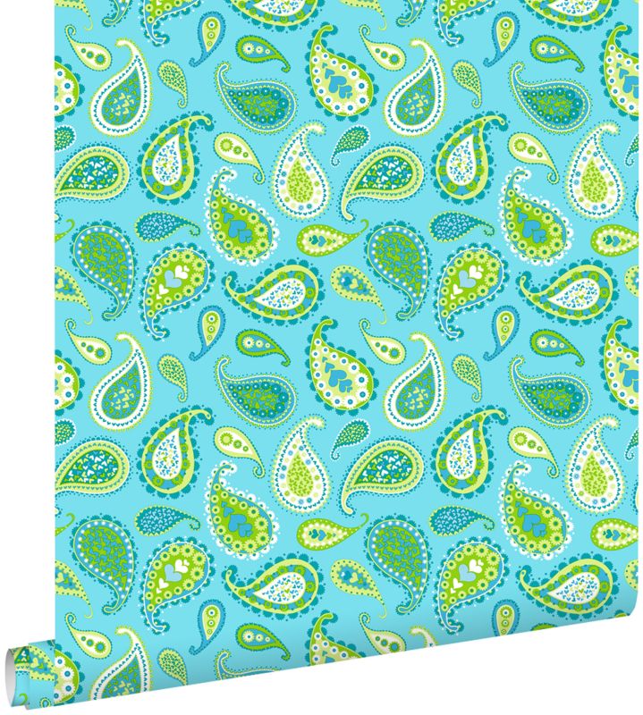 Tapeta ESTAhome paisley turkusowymIlimonkowej zieleni 53 cm x 10.05 m - 1 rol.