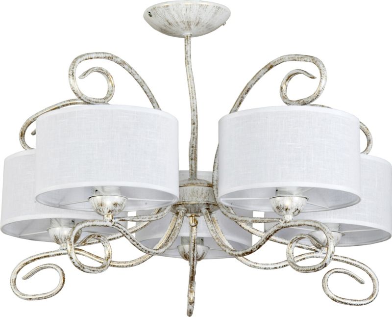 Lampa wisząca EDYLIT żyrandol białe abażury retro 5xE27 IRMA BIANCO II 12-230 1 szt.