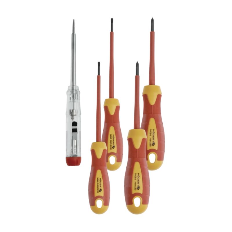 Zestaw Wkrętaków i Próbnik Napięcia 1000V Stal S2 Hogert Technik Ht1S994 5szt