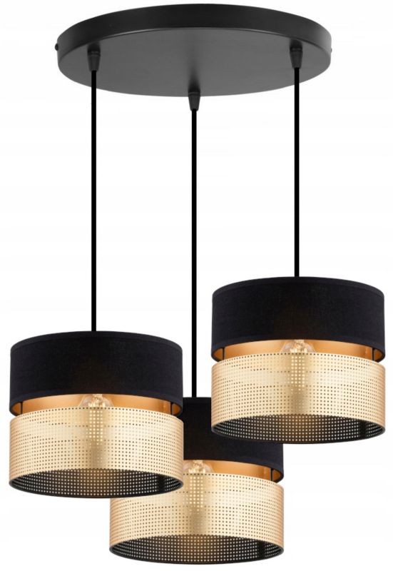 Lampa Wisząca Plafon Elko-Lighting Dual Czarno-Złota 3-Punktowa E27 1 szt