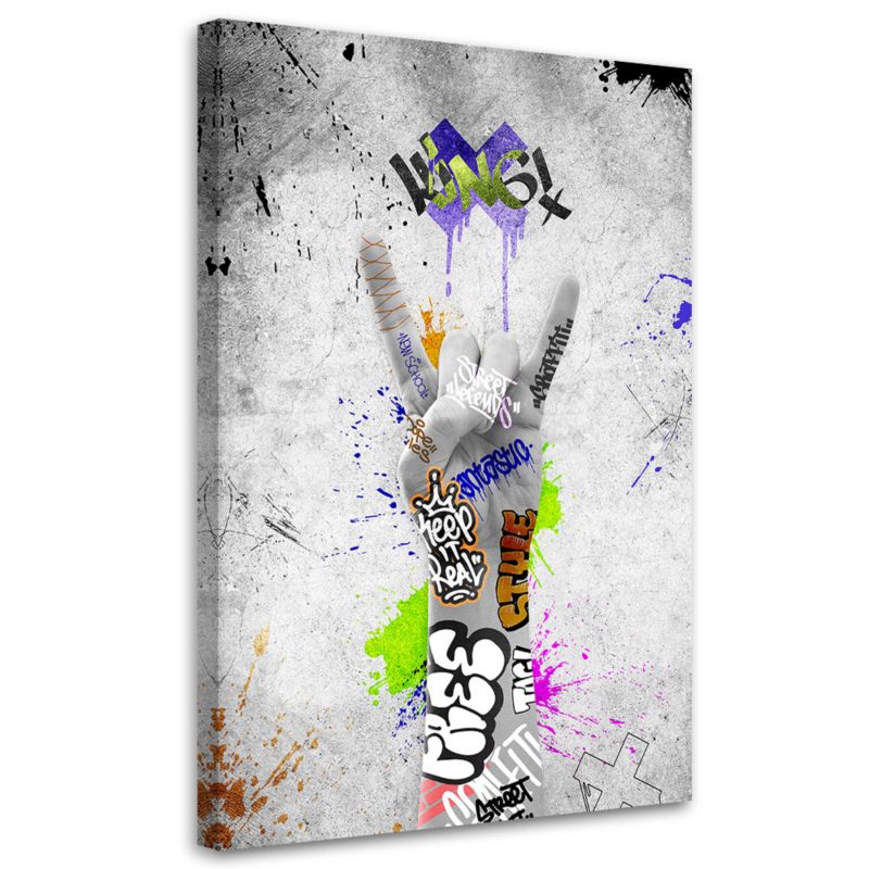Obraz do salonu pokoju nowoczesny Feeby Street Art Graffiti Szary 70x100cm 1szt