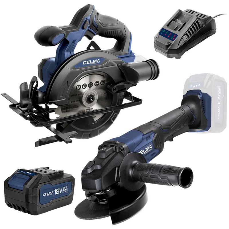 Zestaw CELMA Professional Pilarka tarczowa DBRc-Li 18OBS + Szlifierka kątowa PRAg-Li 125OBS + 1xAku4Ah + 1xŁad 1 szt.