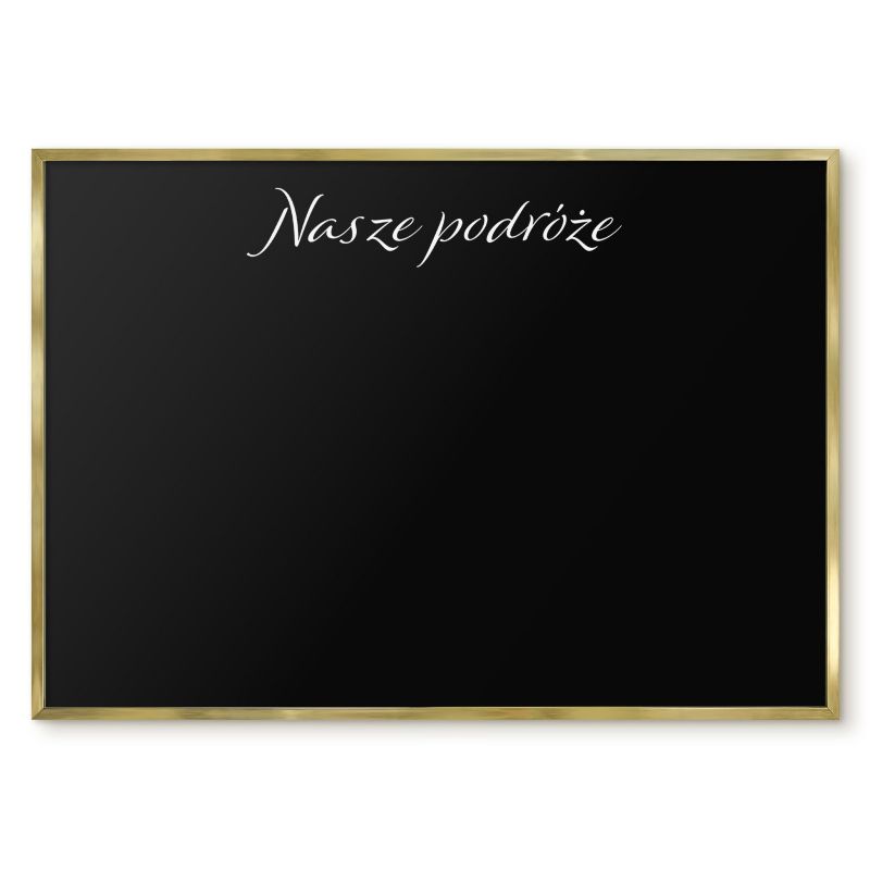 Tablica Na Magnesy Z Podróży Tulup 100x70 cm Nasze podróże 9 - Złota rama Do salonu, sypialni 1 szt.