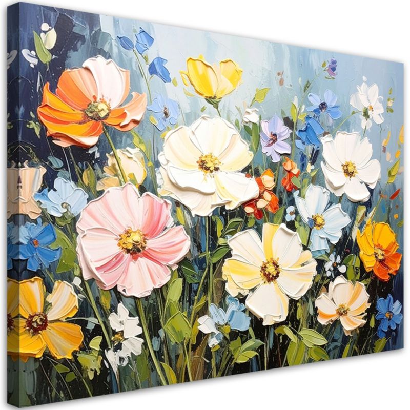Obraz na płótnie nowoczesny Feeby Kolorowe polne kwiaty imitacja farby 90x60cm 1szt