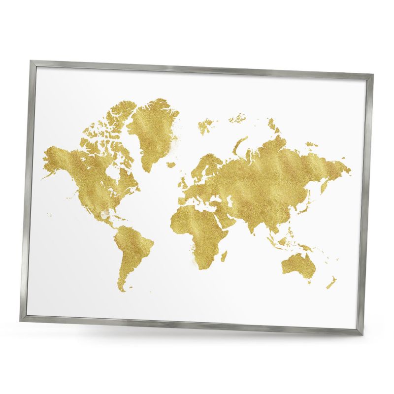 Magnetyczna tablica ozdobna ArtPrintCave 80x60 Mapa świata w srebrnej ramie 1szt