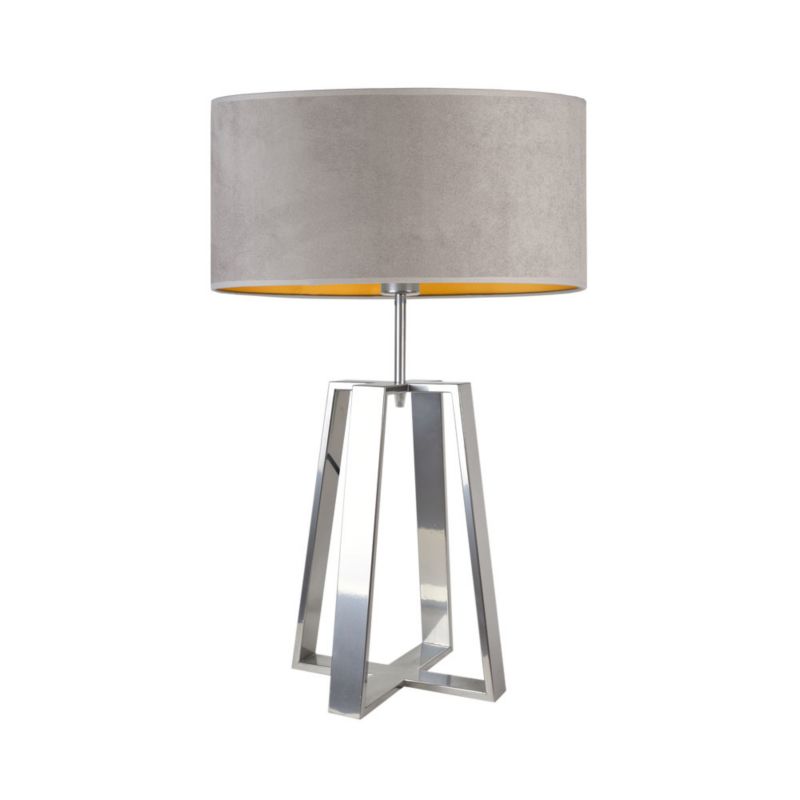 Lampka Nocna Volta Light Factory Wenis Abażur Srebrny/Szary ze złotem welur 1xE27 1szt.