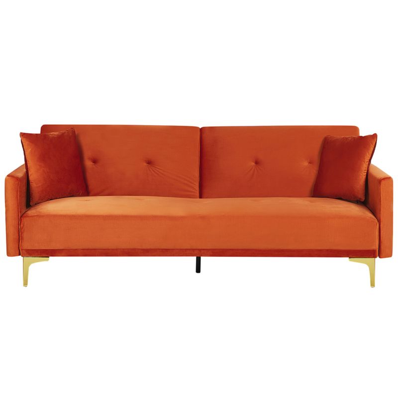 Sofa rozkładana dla 3 osób Lucan Welur Pomarańczowy 1 szt.