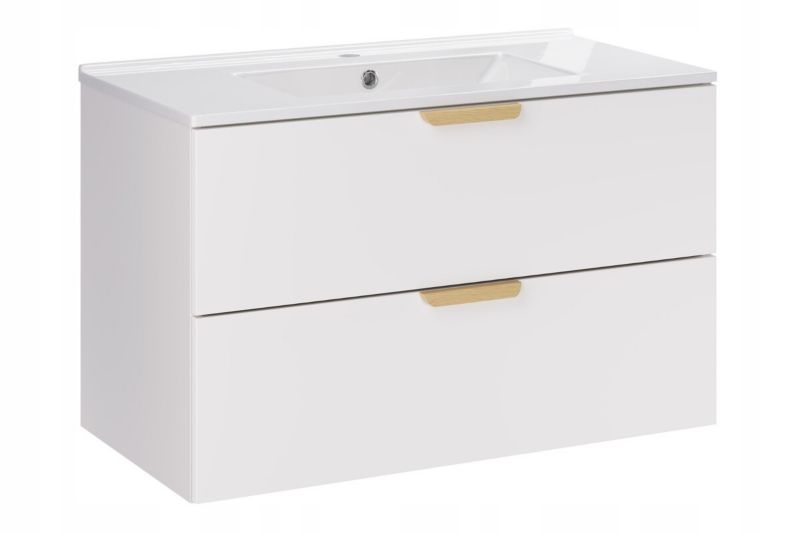 Szafka pod umywalkę Furnidea 80 cm biały mat z umywalką Lava Aster 1 szt.
