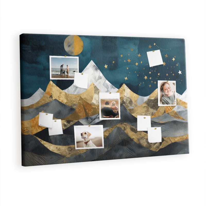 Tablica Korkowa Na Płótnie Tulup 120x80 cm Góry nocą Ozdobna loft Pinezki kolorowe 1 kpl