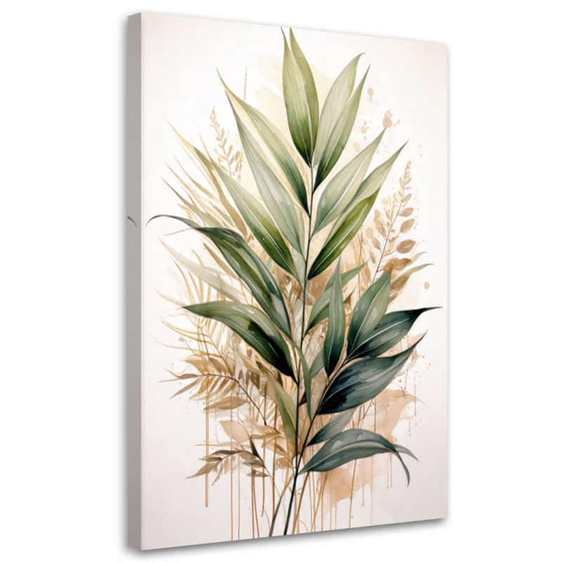 Obraz nowoczesny Feeby Rośliny Liście Akwarela Zieleń Natura 70x100cm 1szt