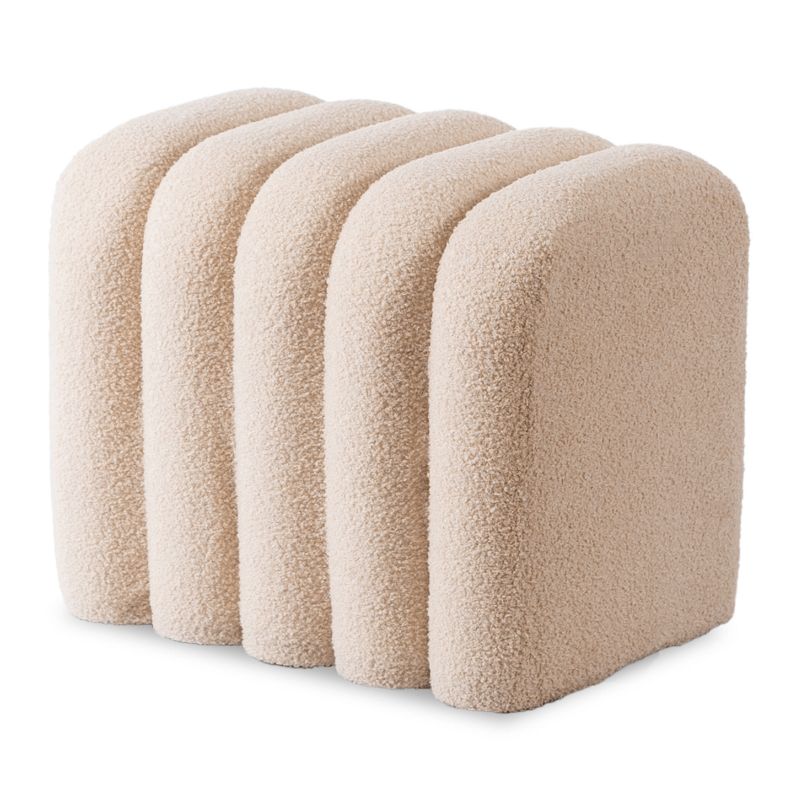 Pufa Mebel Elite KARBON Siedzisko Do Przedpokoju Toaletki Teddy Puf Kremowa 1 szt