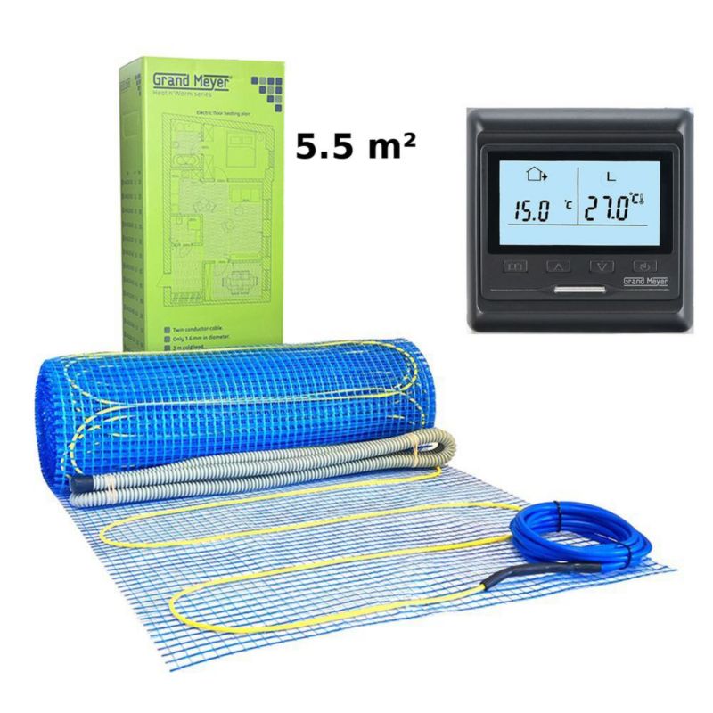 Zestaw Mata grzewcza 5.5 m² 170 W/m² + Termostat programowalny HW800, 1 szt.