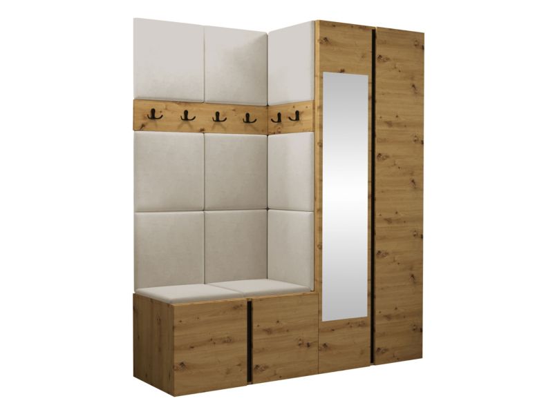 Garderoba MIRJAN 24 Orion XII dąb artisan/czarny + beżowy 1 kpl.