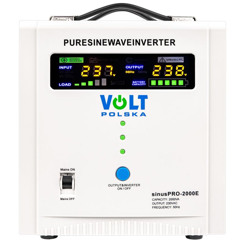 Przetwornica UPS Volt Polska 12V 230V 2000W Awaryjne Zasilanie Pieca CO SINUSPRO-2000E 1szt.